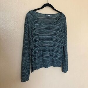 Splendid Lightweight Knit Green / Black Striped Top Size S